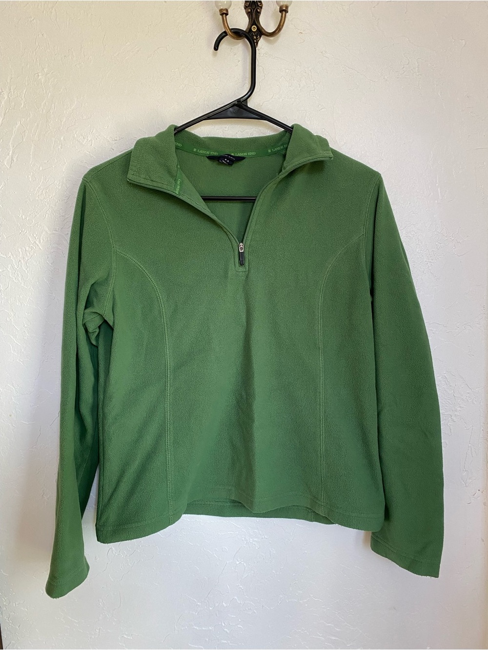 Lands' End Women’s Green Quarter-Zip Fleece Pullover